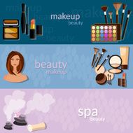 Makeup artist glamour beautiful woman face cosmetics banners
