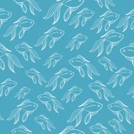 Seamless blue fish pattern 2 vector illustration