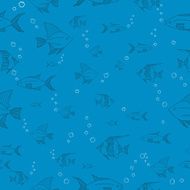 Seamless blue fish pattern vector illustration