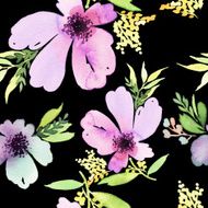 Seamless pattern with flowers watercolor Gentle colors Female