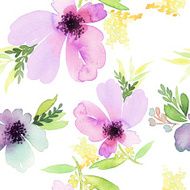 Seamless pattern with flowers watercolor Gentle colors Female N2