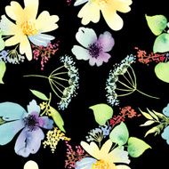 Seamless pattern with flowers watercolor Gentle colors Female N3