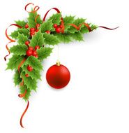 Vector Christmas holly with berries N3