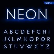 Blue glowing font from a Neon tube Vector part 1