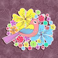 Beautiful pattern card with birds and flowers