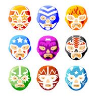 Lucha libre luchador mexican wrestling masks color vector icons