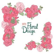 Vintage wedding border with pink roses