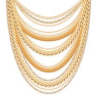 Many chains golden metallic necklace