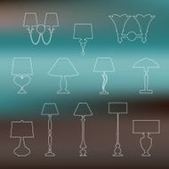 Set of linear silhouettes lamps and sconces