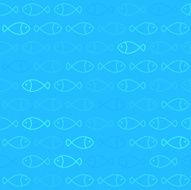 White Fish Pattern on Blue Background