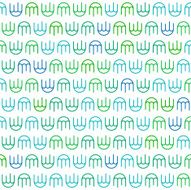 Blue and Green Jellyfish Pattern on White Background