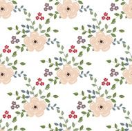 Seamless background with red flowers on a white backgroun