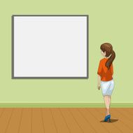 Young women looking on the picture vector