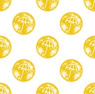 Yellow Beach Umbrella Pattern on White Background