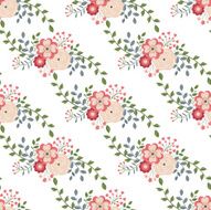 Seamless background with red flowers on a white