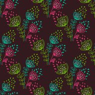 Seamless background of flowers on a dark