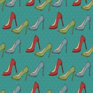 Seamless pattern with women&#039;s shoes