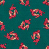 seamless background of red shoes with polka dots