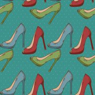 Seamless pattern with women&#039;s shoes N2
