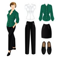 Set of clothes for everyday Woman in green blouse