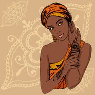 portrait of pretty indian ethnic Girl in traditional turban
