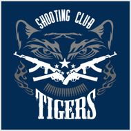 Shooting Club - emblem with crossed guns and tiger head