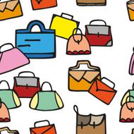 Hand-drawn colorful woman bags on white background