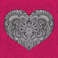 Beautiful hand drawn ornate heart in zentangle style N2