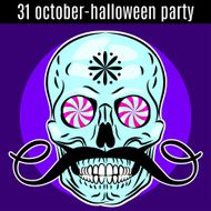 Halloween Party design template for poster flyer Funny skull