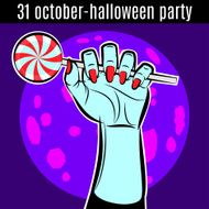 Halloween Party design template for poster flyer Hand with can