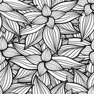 Vector Black and White Lotus Seamless Pattern
