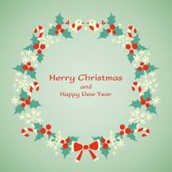 Christmas and New Year vector wreath N2