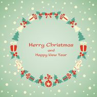 Christmas and New Year vector wreath N3