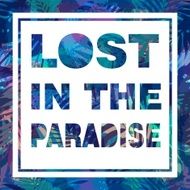 Exotic background with palm leaves and slogan