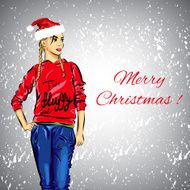 Santa girl for your design Vector illustration