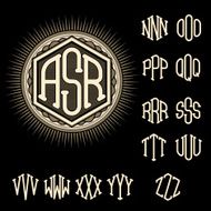 set of letters for decoration stylish retro monogram