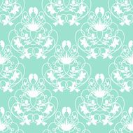 Elegant damask mint seamless vector background with delicate swirl