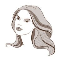 Beautiful female face Vector colored illustration 4