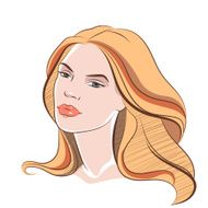 Beautiful female face Vector colored illustration 3