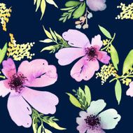 Seamless pattern with flowers watercolor Gentle colors Female N6