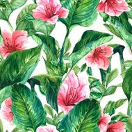 Seamless Background with Tropical Leaves N2