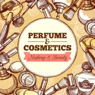 Vintage Frame With Cosmetics Background