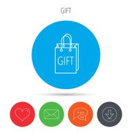 Gift shopping bag icon Present handbag sign N5
