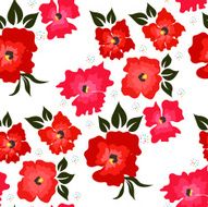 Seamless pattern with red poppies on a white background N2