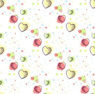 Seamless white background with hearts