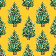 Watercolor Christmas tree pattern N2