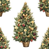 Watercolor Christmas tree pattern N6