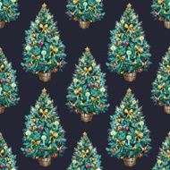 Watercolor Christmas tree pattern N8