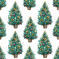 Watercolor Christmas tree pattern N9