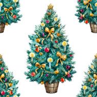 Watercolor Christmas tree pattern N10